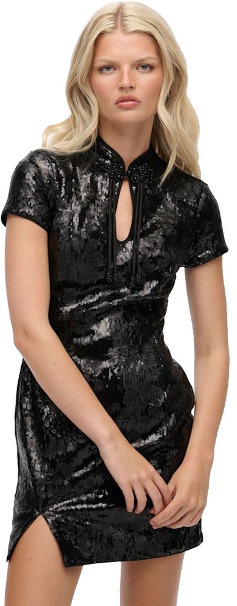 Superdry Mandarin Korte Jurk XS Vrouw Zwart