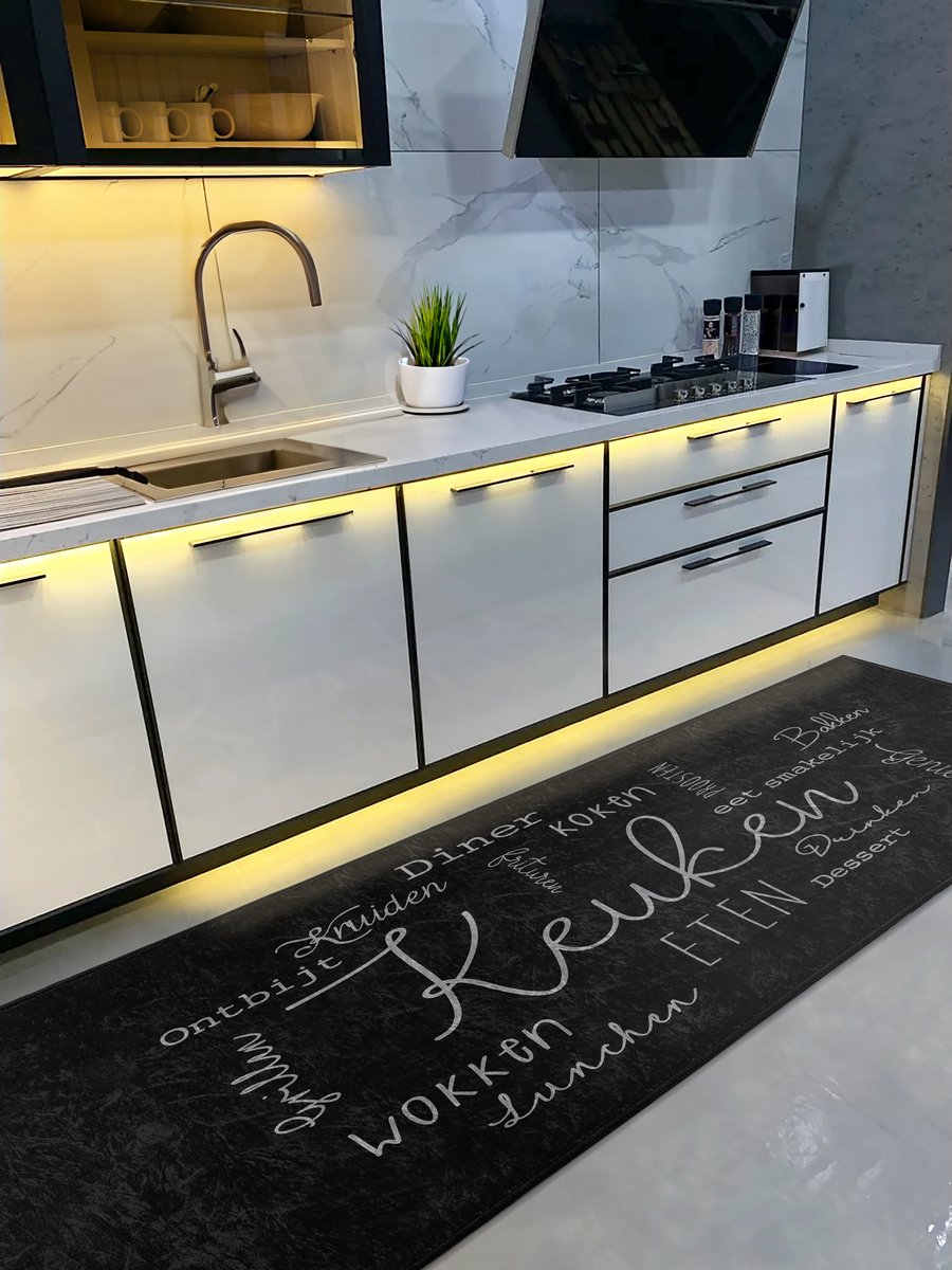 De Groen Home Keukenloper 65x180cm Vloerkleed - Knus Koken collectie - Wasbaar Antislip - Laagpolig Vuilafstotend & Zacht Tapijt