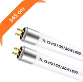 2x T5 TL buis 145 cm – 830 Warm Wit 3000K – 80W – G5 fitting – 6160 lumen – Ø 1.6 cm