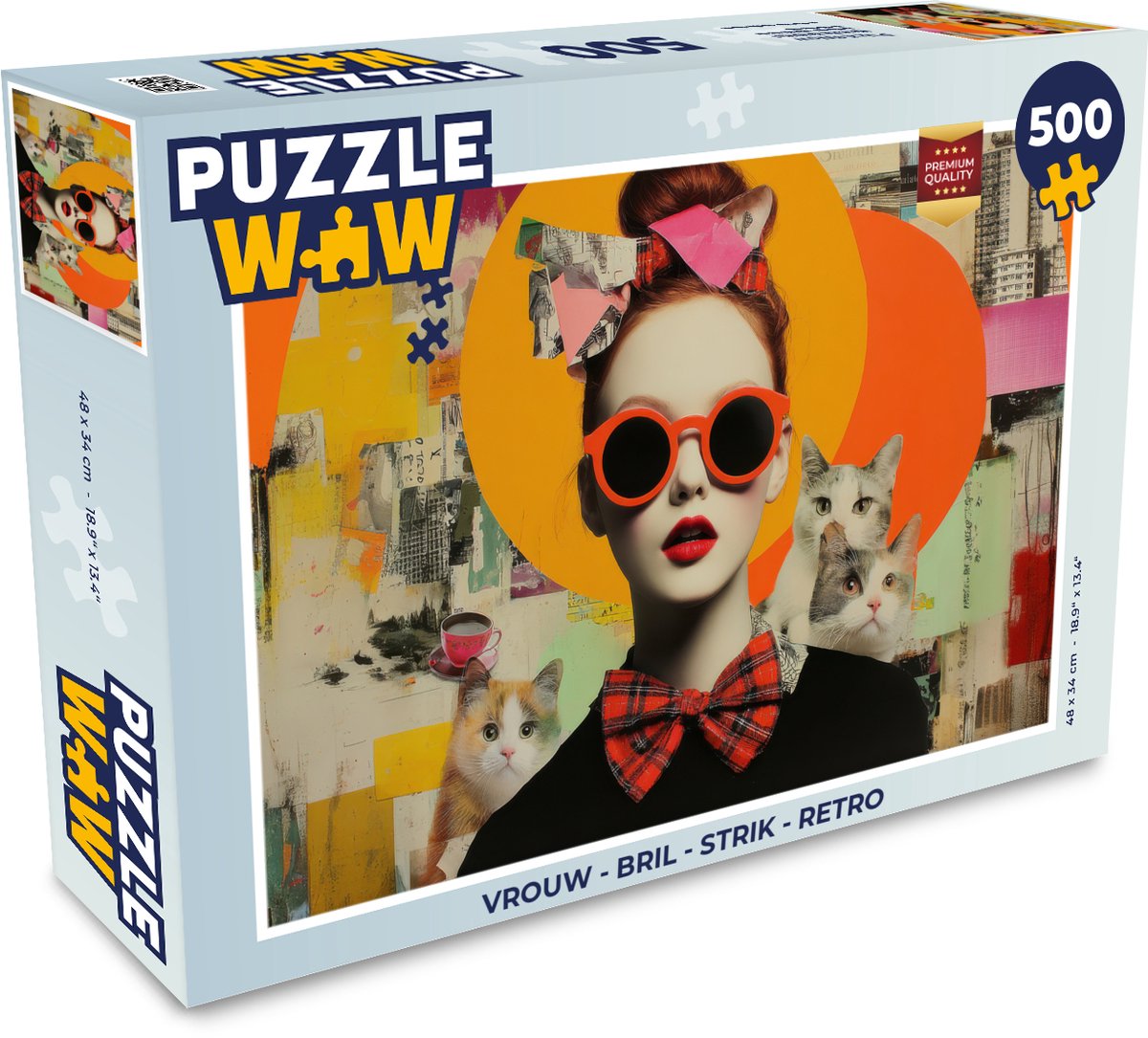Vrouw - Bril - Strik - Retro
