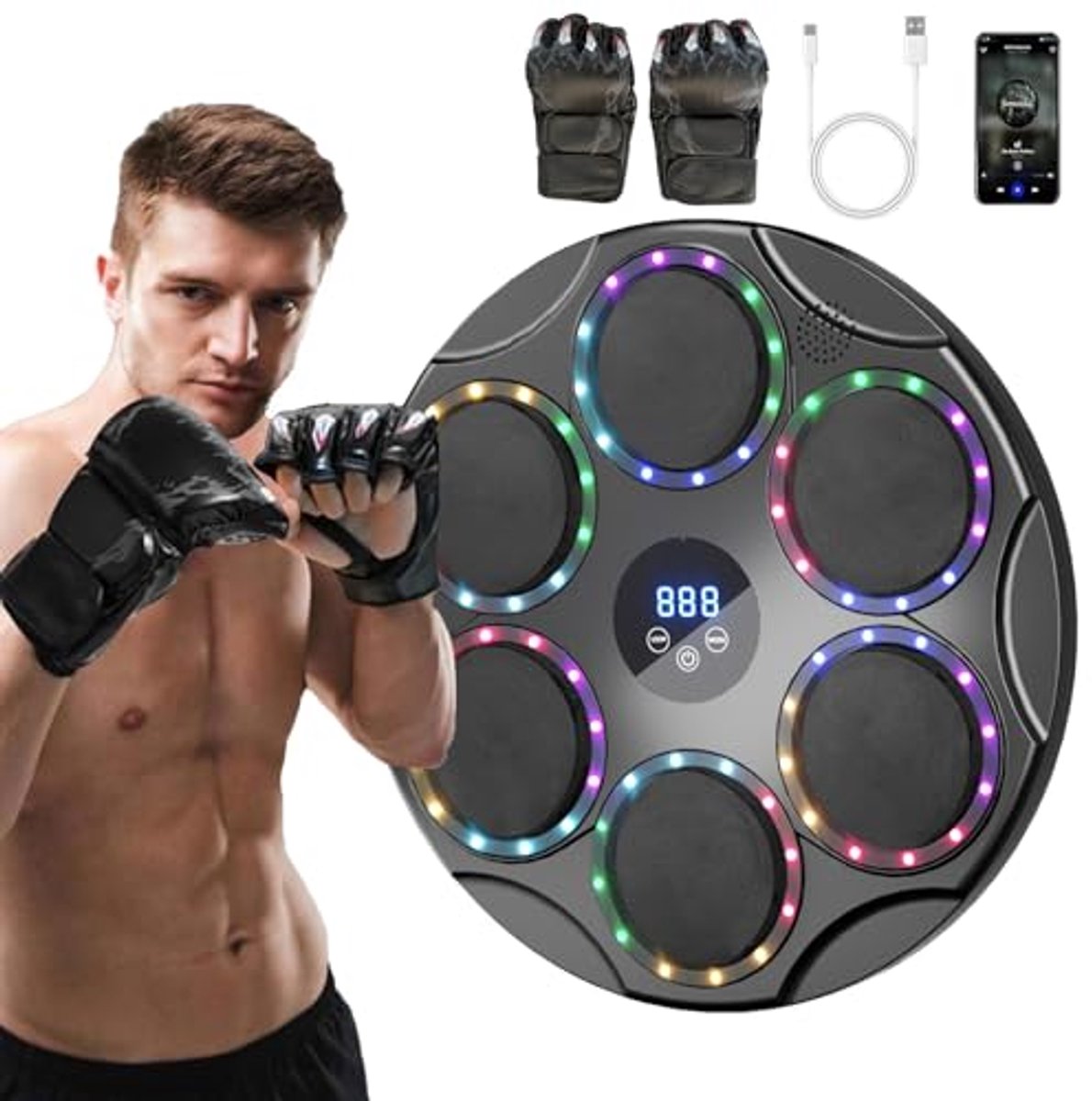 Muziek Boxing Machine met Smart Bluetooth en LED Lichten - 9 Snelheidsmodi voor Trainingsdoelen
