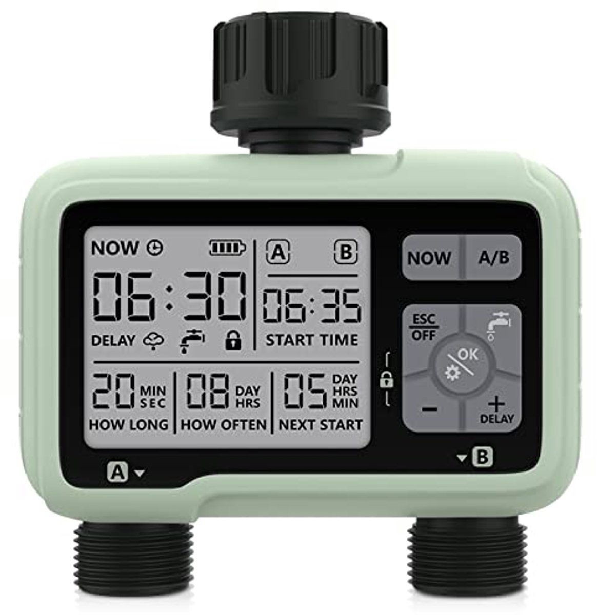 Automatische tuinwatertimer met LCD-scherm en regenvertraging