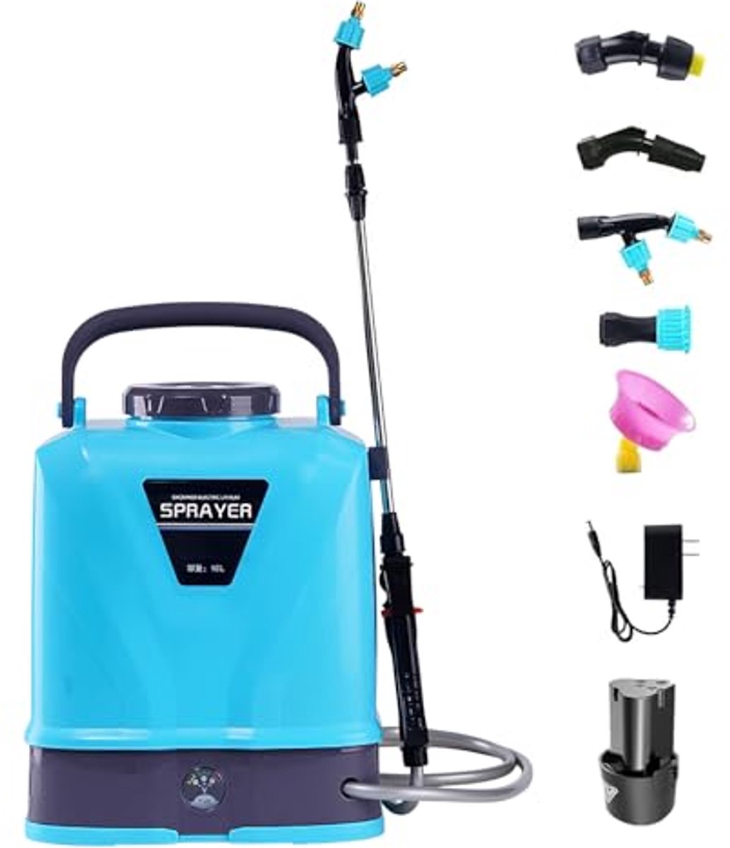 Accu-drukspuit 10 liter met 5 nevelsproeiers en oplaadbare USB-handgreep voor gazon en tuin