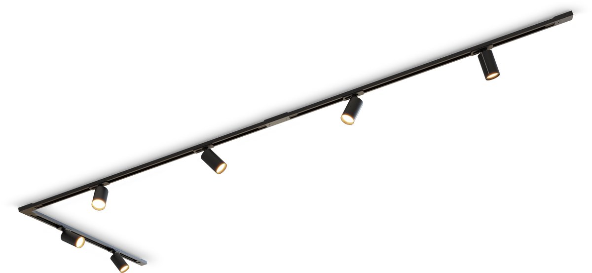Calex Smart Railsysteem Verlichting - 3 Meter - Inclusief 6 Slimme GU10 Spots - Opbouwspot - Mat Zwart - 1 Fase