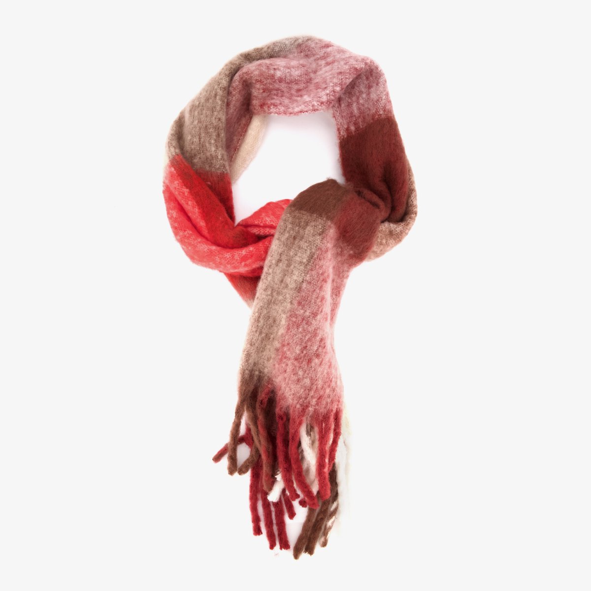 Geblokte dames sjaal bordeaux - Rood