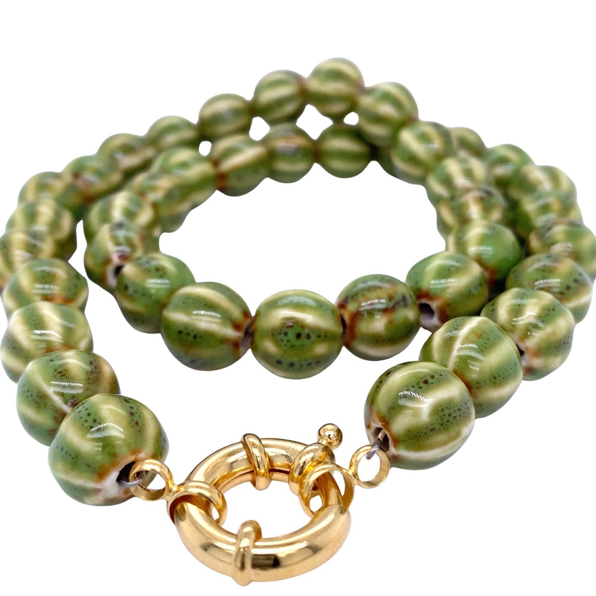 Pat's Jewels Ketting - Ketting Dames - Kralen Ketting - Keramiek - Mos Groen - Boeislot
