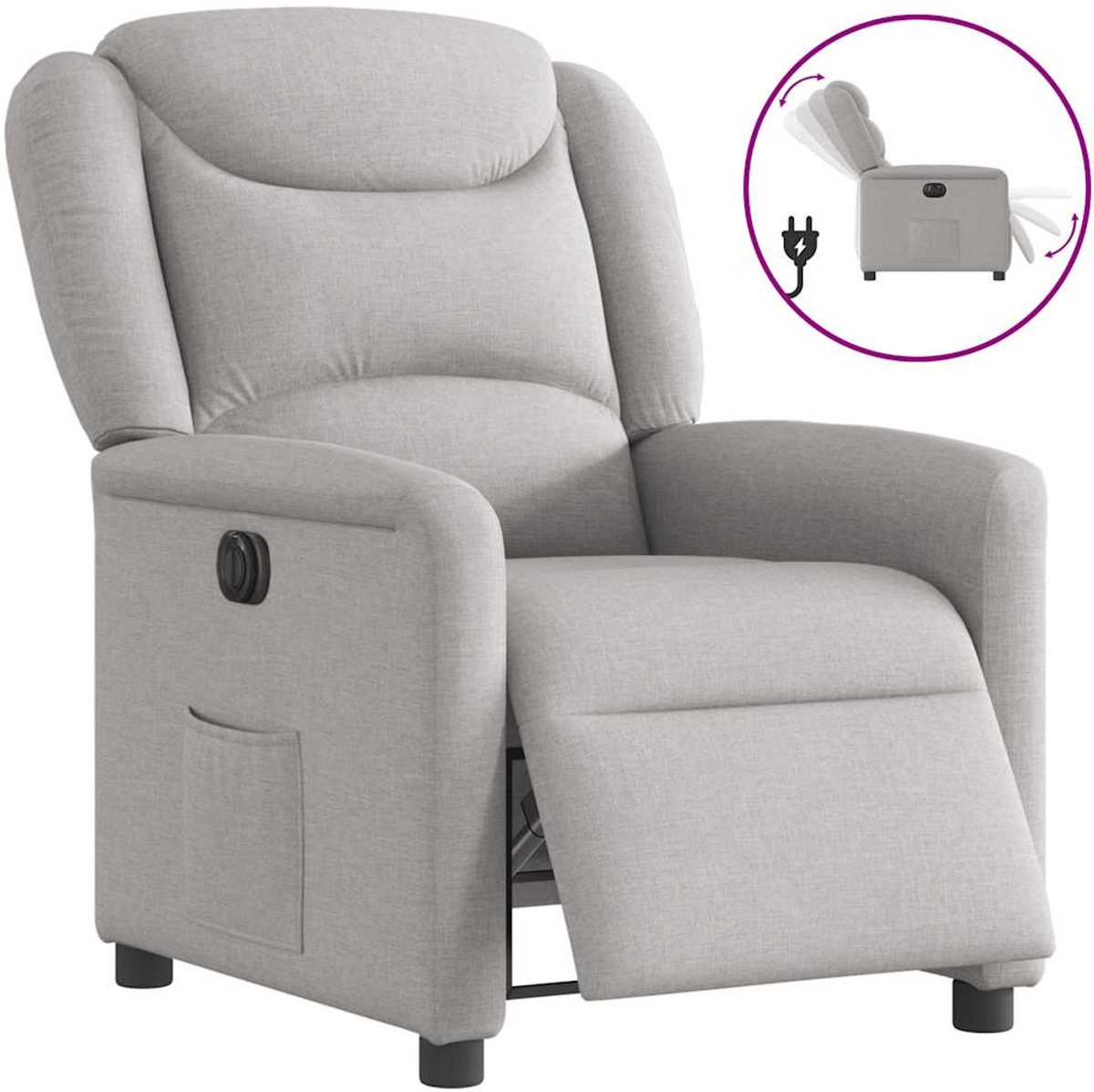 vidaXL Fauteuil - elektrisch - verstelbaar - stof - wolk - grijs Wolkengrijs