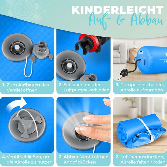 Opblaasbare luchtrol, 80/120 cm, luchtrol, gymnastiek, gymnastiekmat, luchttrommel, voor thuis, outdoor, fitness, training (roze, 80 x 50 cm