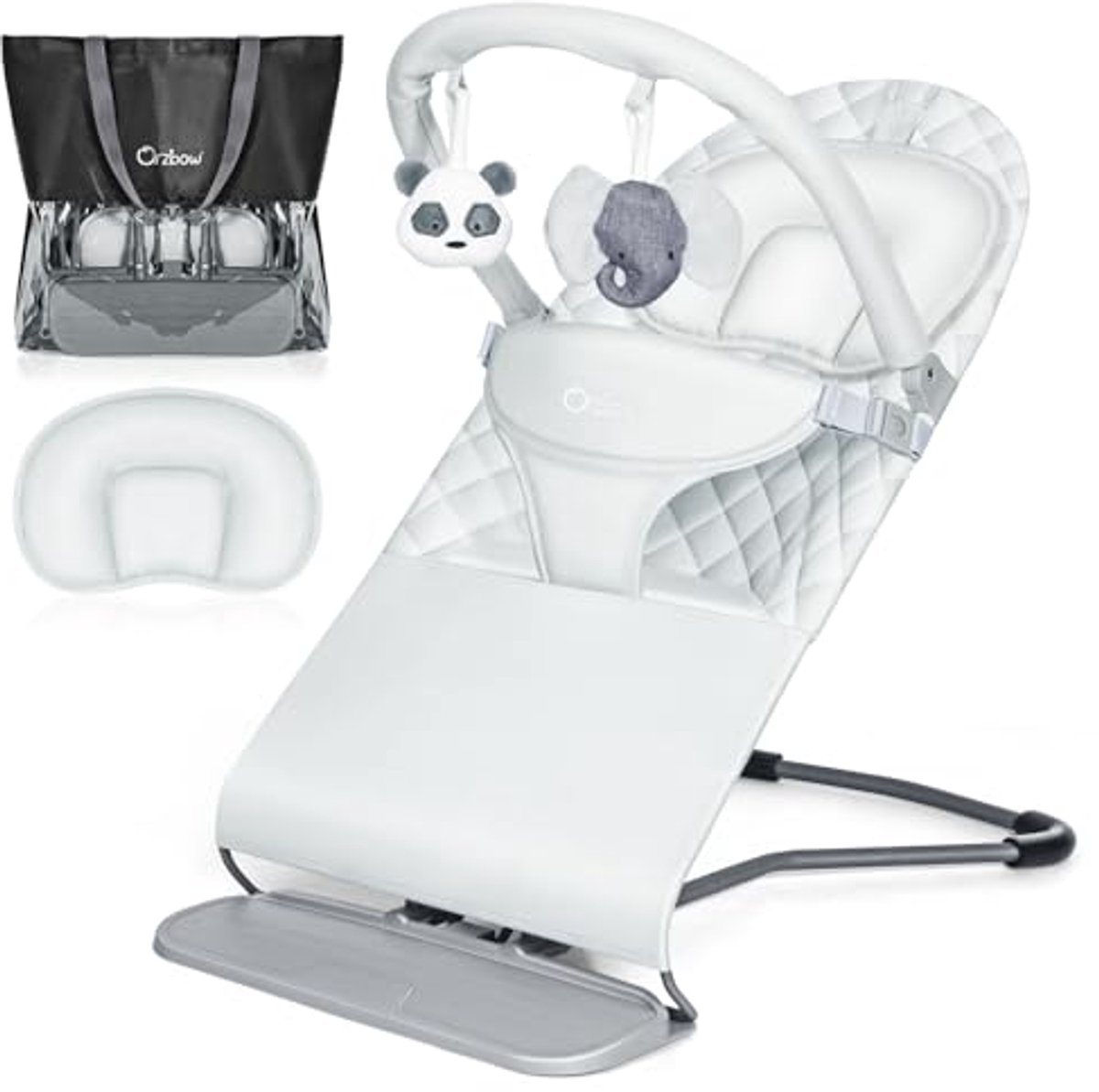 Opvouwbare Baby Wipstoel - Comfortabel en Verstelbaar Schommelstoeltje voor Buiten - 0-12 maanden tot 9kg - Grijs