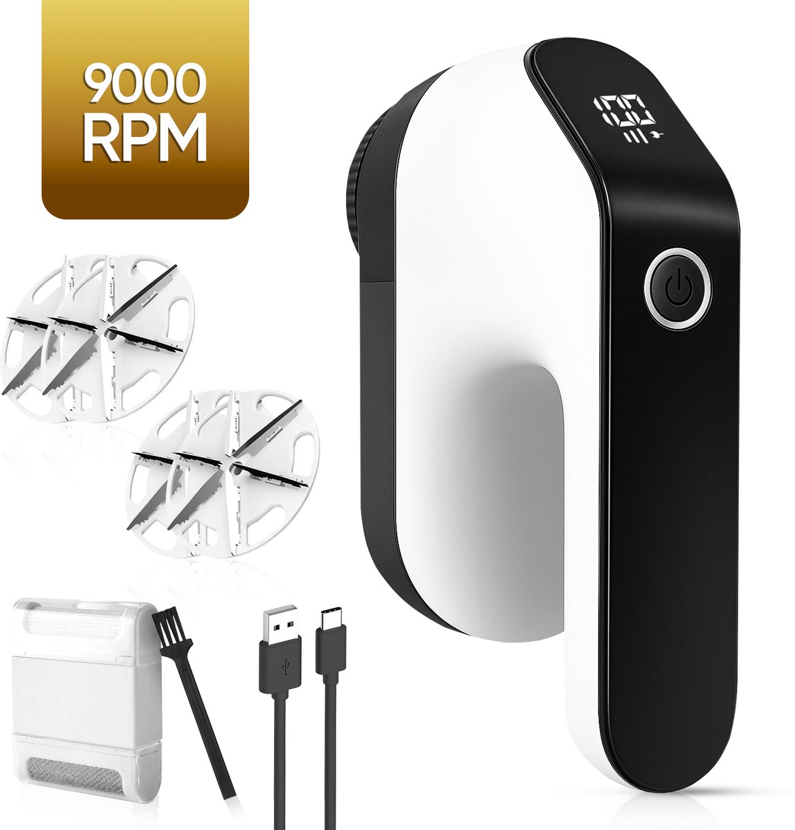 Bol.com MostEssential Premium Elektrische Pluizenverwijderaar FL777 – Pluizentondeuse - USB-C Snellaadfunctie - Draadloos - 2000... aanbieding