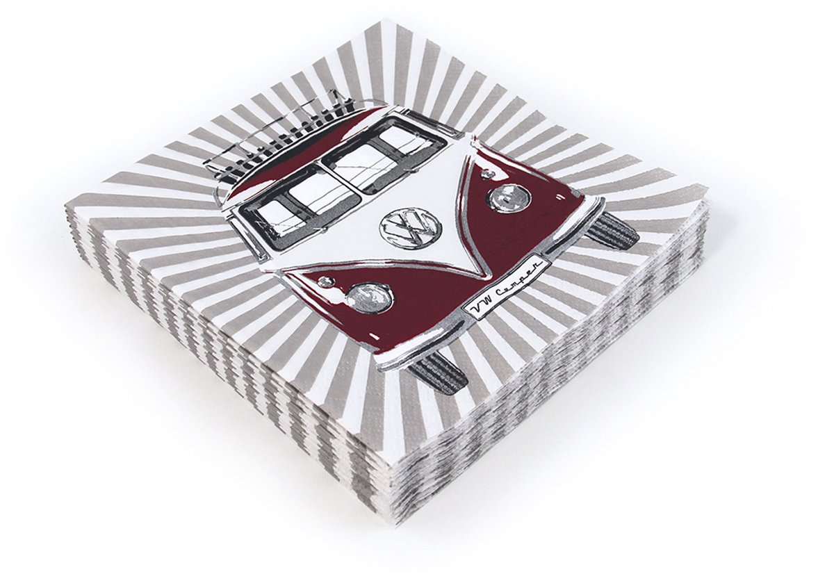 BRISA VW Collection - Stijlvolle & praktische Volkswagen VW T1 Bulli Bus- servetten met motief, keukengerei, keukendoeken (20 st. 16,5x16,5x3 cm 3-laags)