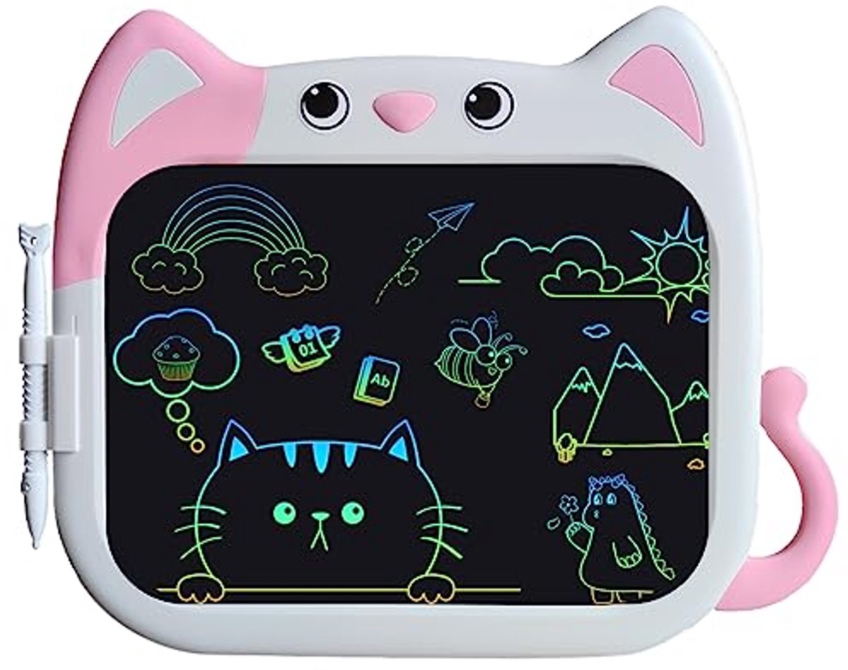 LCD Tekentablet voor Kinderen - 10 Inch Educatief Doodle Bord met Cartoon Katontwerp