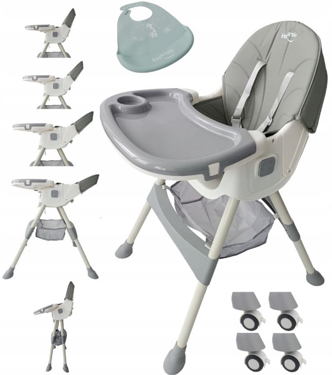 Image of 4-in-1 Kinderstoel voor Baby's - Verstelbare Kinderstoel met Voetsteun en Tafel - Opvouwbare Kinderstoel - Ligfunctie - Geschikt voor 6 maanden en ouder