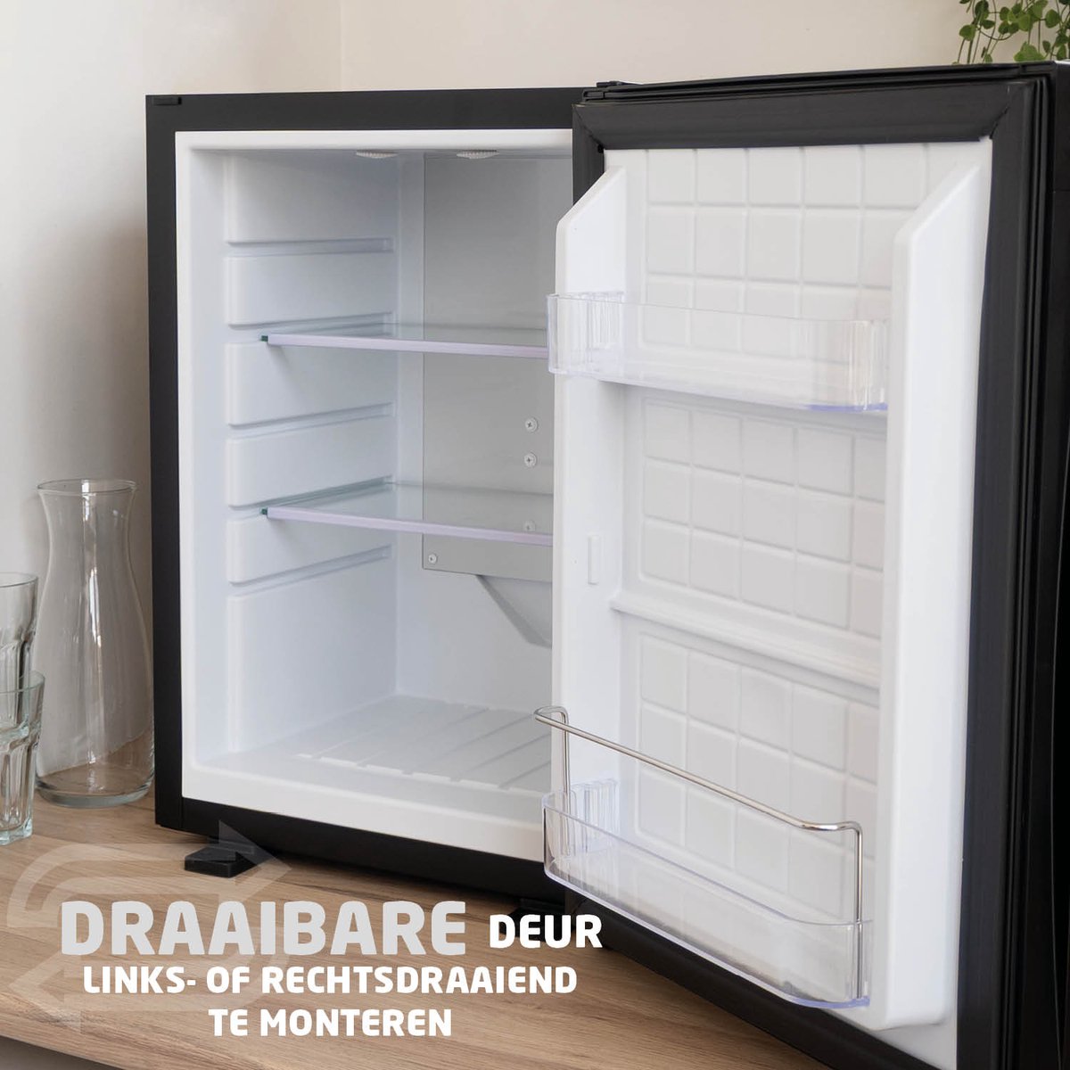 Mini Koelkast Vrijstaand 35 Liter – Tafelmodel Fridge met Instelbare Temperatuur – Minibar met Verstelbare Deurrichting – Zwart - BREND BR-2226 — afbeelding 5
