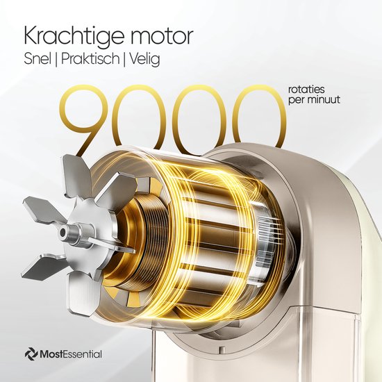 Gedetailleerde weergave van de krachtige 9000 RPM motor van de pluizenverwijderaar.