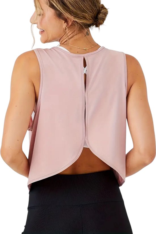 BREEZEFLOW Débardeur de Sport - Dos Ouvert - Top Élégant - Respirant - Yoga & Fitness - Débardeur Aéré - Confortable - Respirant & Évacuation de la Sueur - Rose - Taille S