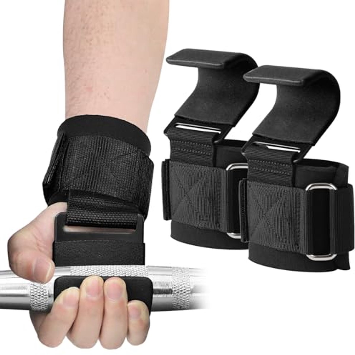 Gewichtheffen Haken Bandjes - Antislip Rubber Coated Grip voor Optimale Polsondersteuning en Comfort