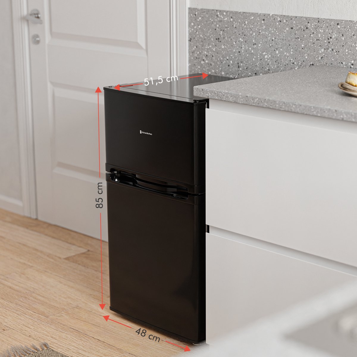 KitchenBrothers Koelkast - 61L Koelvak - 24L Vriesvak - Koelvriescombinatie - IJskast - Frigo - Vrijstaand - Zwart — afbeelding 6