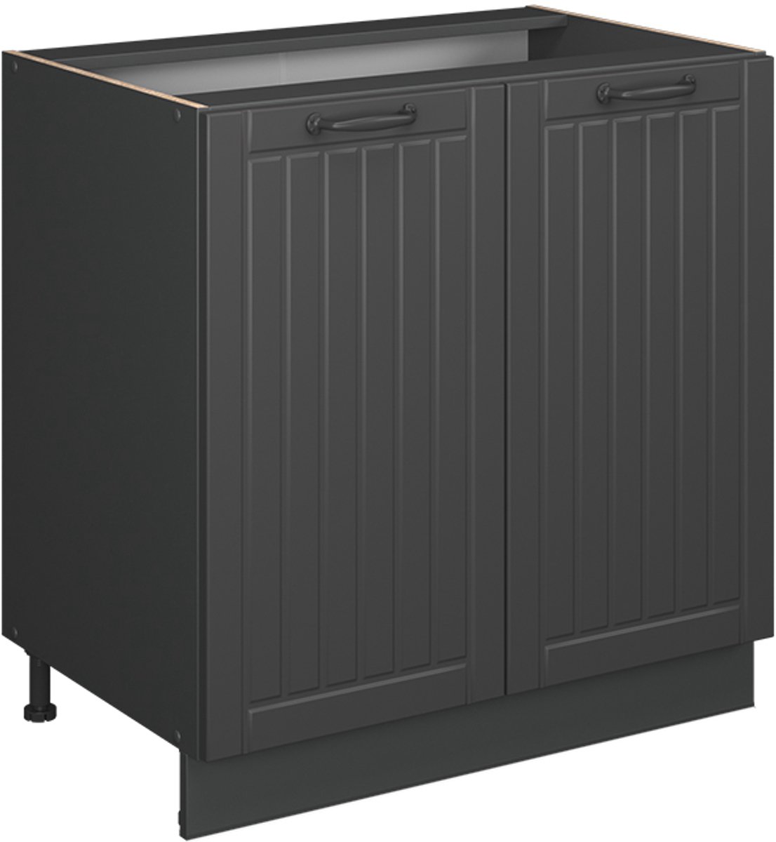 Vicco Keukenonderkast Fame-Line, Donkergrijs/Antraciet, 80 cm goudkleurig eiken werkblad