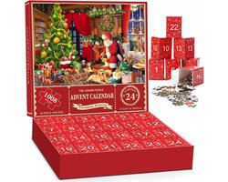 Adventskalender 2025 - Adventskalender puzzel met 1008 stukjes - 24 dagen aftellen naar Kerstmis - Puzzel - Adventskalender voor dames - Kerstmanpuzzel - Kerstdecoratie - Kerstcadeau voor jongens, meisjes en volwassenen - F