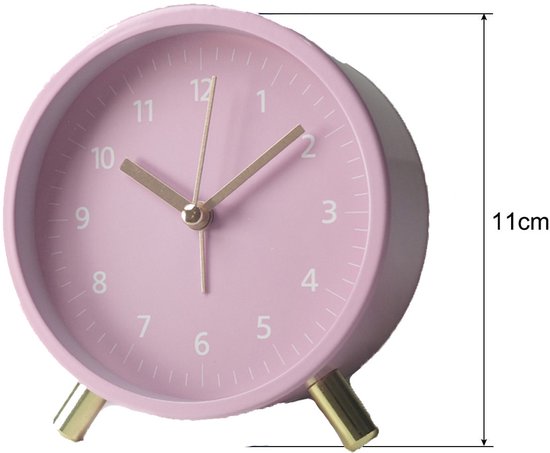 Wekker Kind Analoog GIFTMARKET Stille Analoge Wekker Roze - Geen Getik, Met Nachtlicht En Luid Alarm, Perfect Voor Je Nachtkastje! Roze Wekker Retro Design