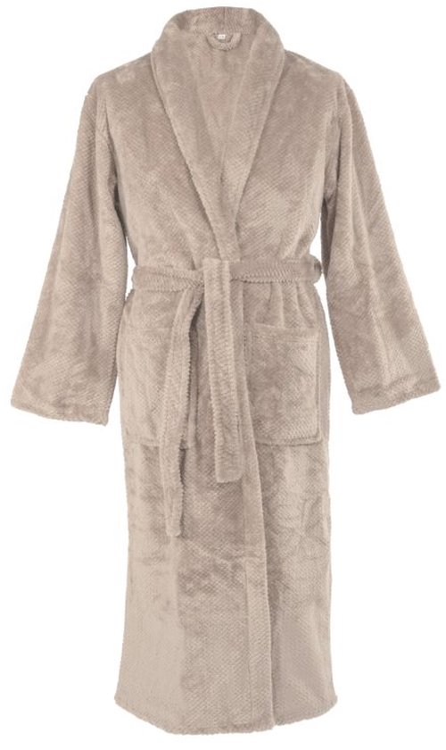 Tiseco - Kamerjas PIPPA - Zachte Jacquard Flanel, pluizig, warm - S/M, taupe