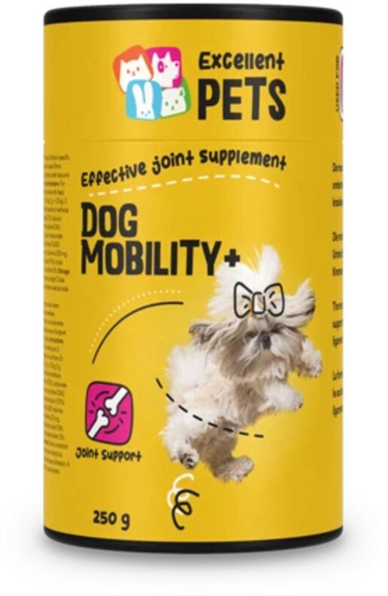 Excellent Pets Dog Mobility Plus 250 gr - Honden supplementen - Gewrichten Hond - Glucosamine, Visolie, MSM - Ter ondersteuning van de pezen, kraakbeen, banden en gewrichten