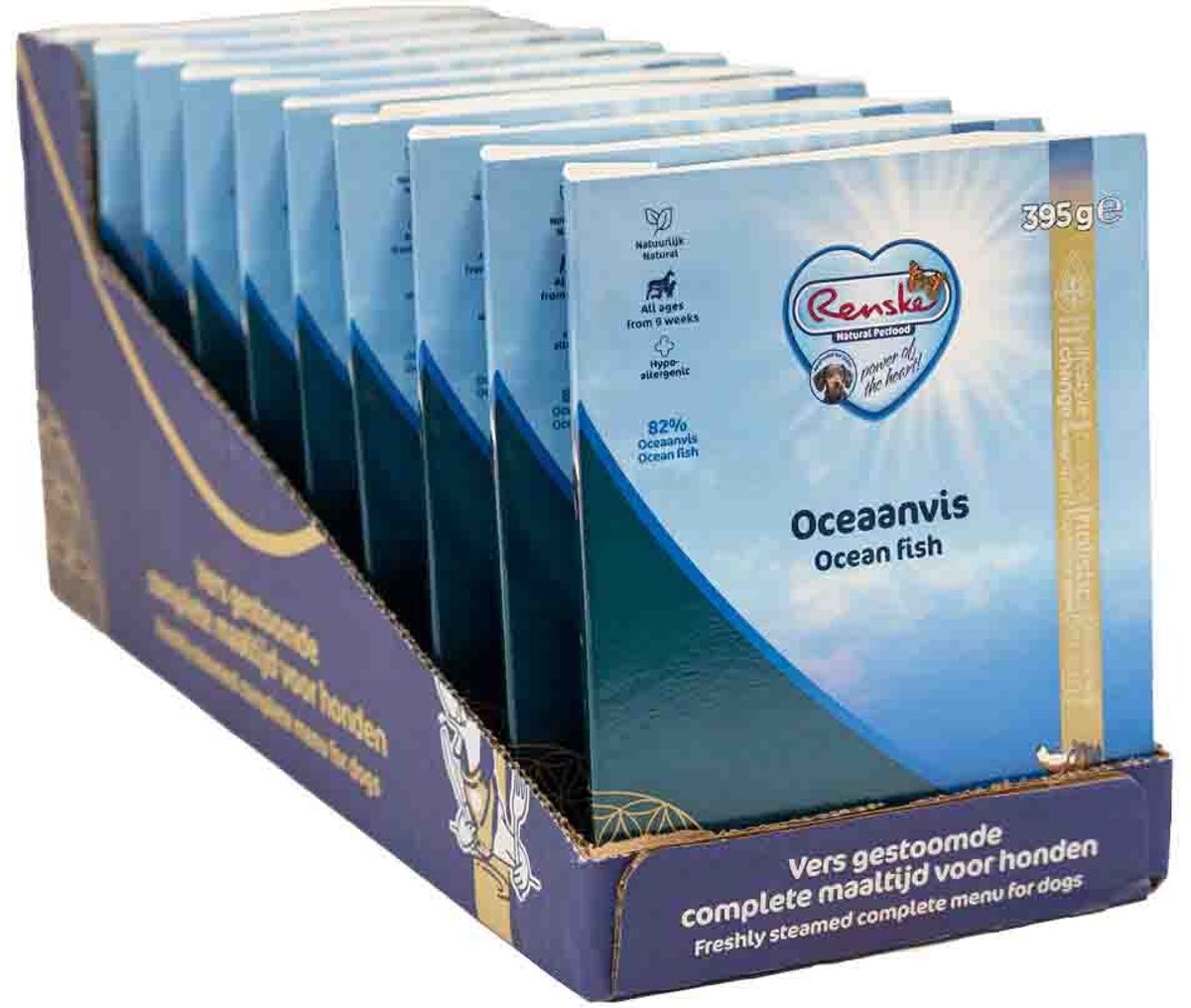 Renske Vers Gestoomde oceaanvis hondenvoer (395 gr) 1 tray (10 x 395 g)