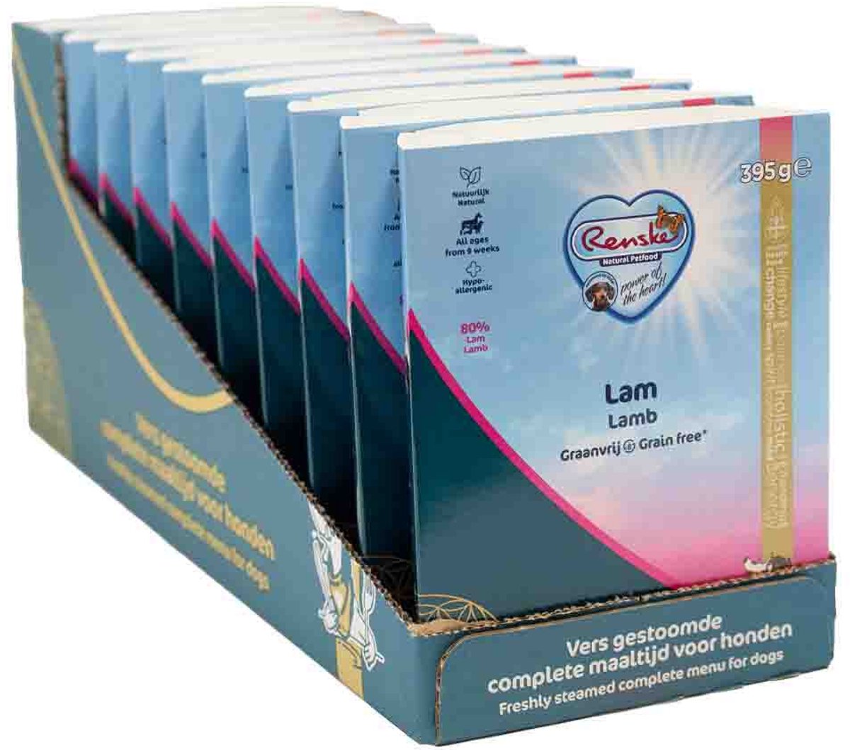 Renske Vers Gestoomd lam graanvrij hondenvoer (395g) 2 trays (20 x 395 g)