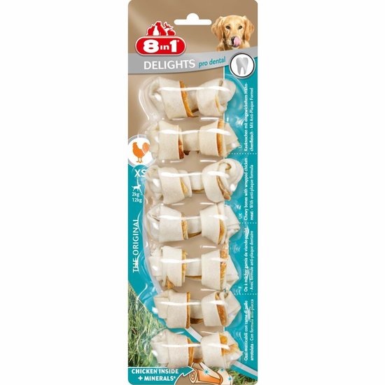 8in1 Delights Pro Dental Kip XS - 6 x 7 stuks - Voordeelverpakking
