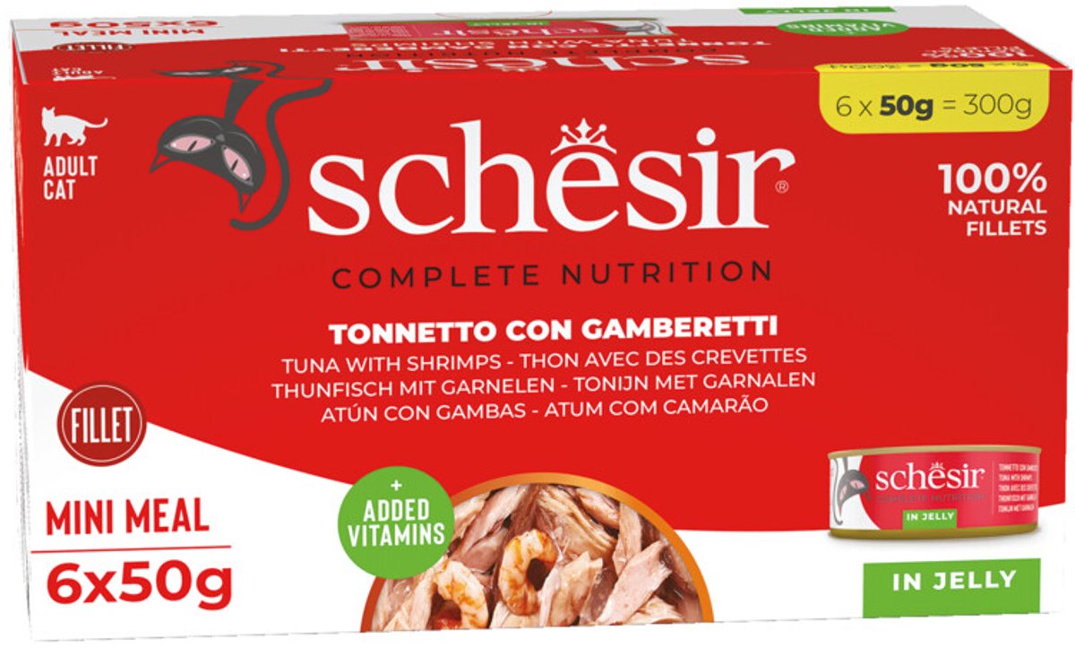 Schesir Schesir Kattenvoer Tonijn - Garnaal - 8 x 6 x 50 gr - Voordeelverpakking
