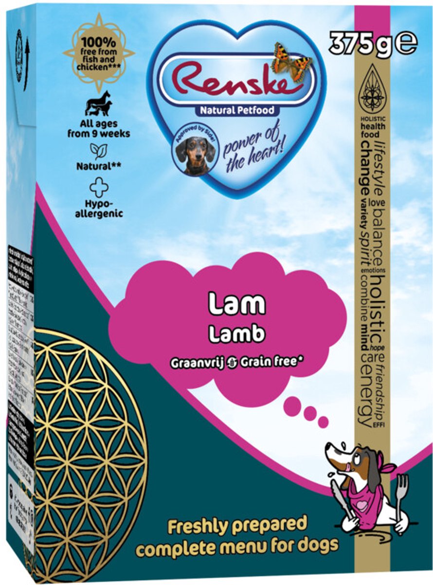 Renske Graanvrij lam Vers Bereid nat hondenvoer 24 x 375 g