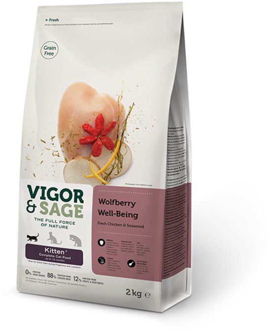 Vigor & Sage Kattenvoer Kitten Well-Being Wolfberry - 2 kg