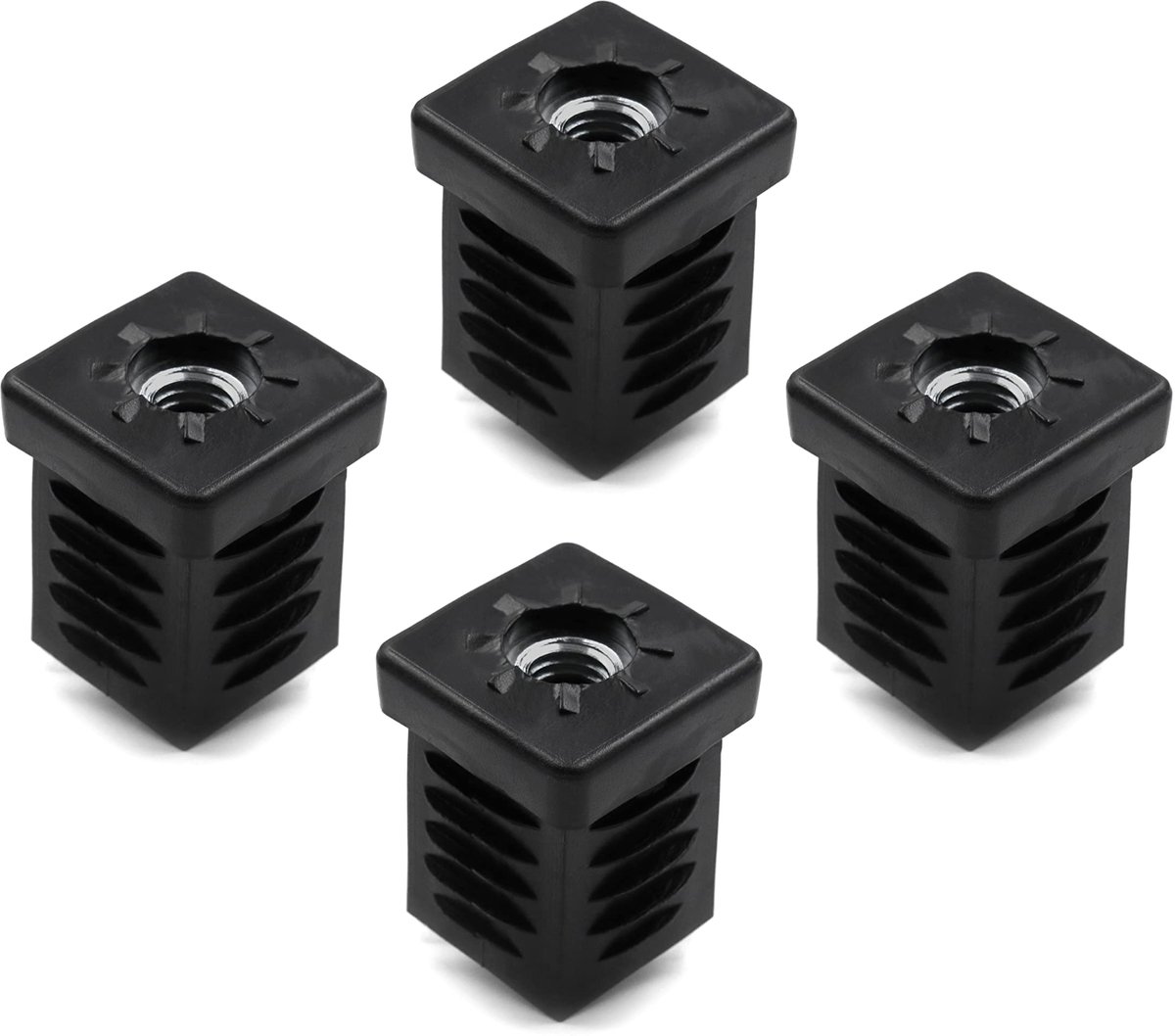 4x Schroefdraadstoppen M10 - Vierkante Buisstoppen 30x30 mm - Wanddikte 1-2 mm
