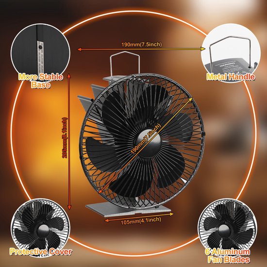 Verstelbare Band Voor Schoorsteenpijp HAWCAFU 3-in-1 Kachelventilator Met Magneet - Verdeel Warmte Efficiënt Vanaf Je Houtkachel Of Open Haard Thermische Convectie Ventilator