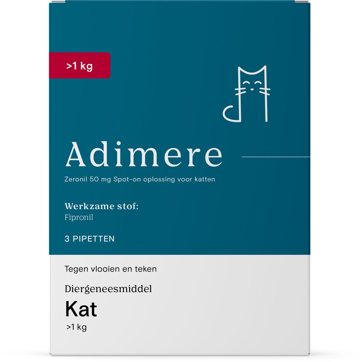 Adimere Druppels tegen Vlooien en Teken Kat - 6 Pipetten - Vlooien Kat Pipet >1 kg - tot 2 maanden bescherming per Pipet - Werkzaam binnen 24 - 48 uur