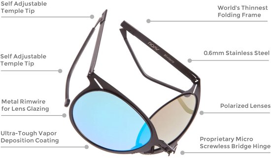 ROAV ORVILLE - Opvouwbare zonnebril - Polariserend UV400 - Matte Black - Silver Mirror glazen van ROAV — afbeelding 4