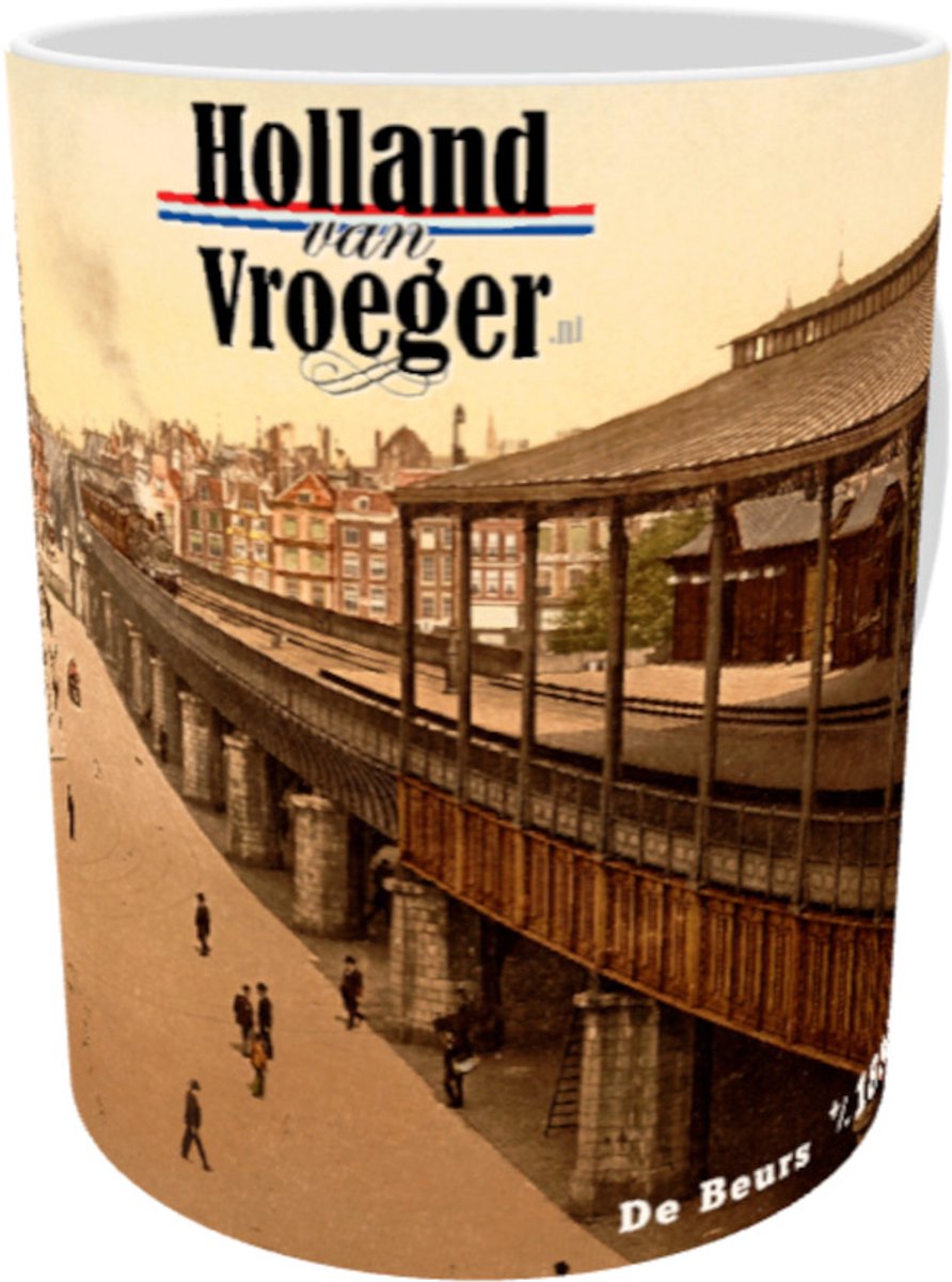 Oud Stadsgezicht Rotterdam - De Beurs - Oude Antieke Holland van Vroeger Foto Print op Mok 330 ml