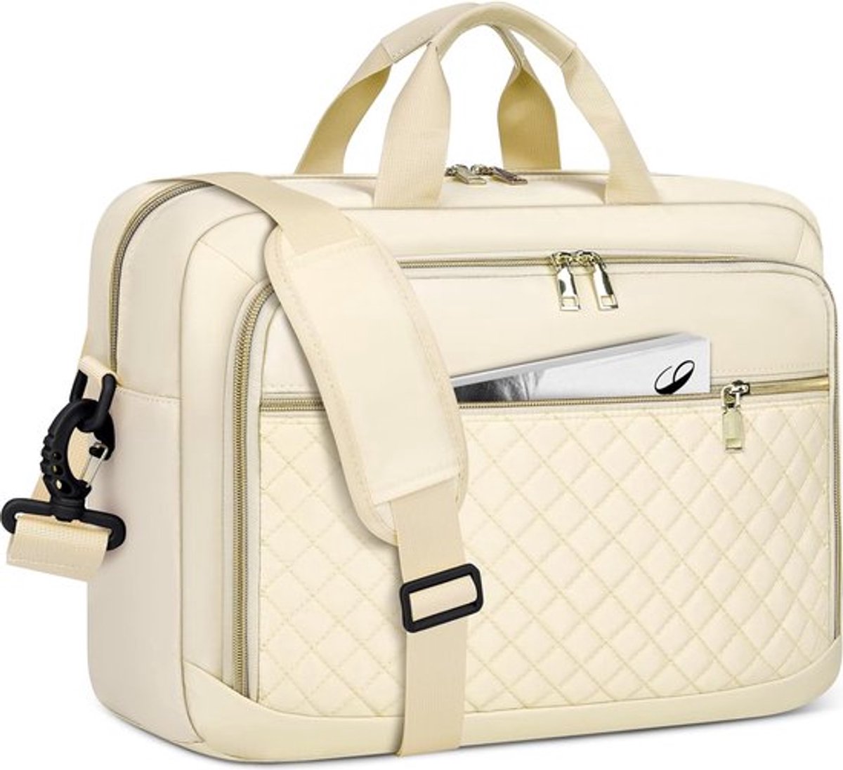 Laptoptas dames - Schooltas - 17,3 inch aktetas dames - Feestdagen - Cadeau - Sinterklaas - Kerstmis - computertas - laptop tas - business notebook tas - waterdichte laptop - schoudertas voor bedrijf - Beige