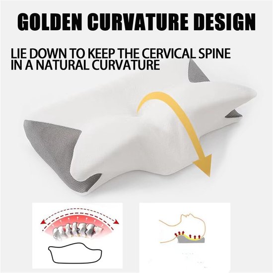 Cervicaal kussen voor nek- en schouderpijnverlichting, Contour Memory Foam neksteunkussen, ergonomisch orthopedisch slaapbedkussen voor zijrug maagslapers, ademende hoes, mama papa geschenken