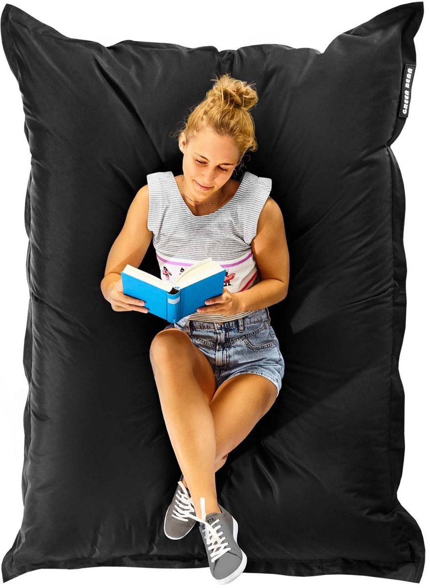 Green Bean® Zitzak "Square" 120x160cm met 270 liter EPS-korrels - Grote zitzak voor kinderen en volwassenen - Zwart