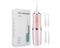 Draadloze Waterflosser | Monddouche | Inclusief 4 Opzetstukjes | Flosapparaat - Waterdicht - 1200 mAh Batterij - Water Flosser - 3 Modus - Oplaadbaar via USB - kleur: Roze