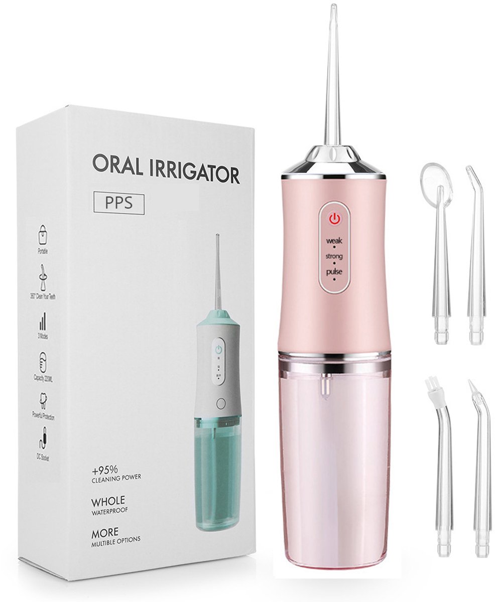 Draadloze Waterflosser | Monddouche | Inclusief 4 Opzetstukjes | Flosapparaat - Waterdicht - 1200 mAh Batterij - Water Flosser - 3 Modus - Oplaadbaar via USB - kleur: Roze