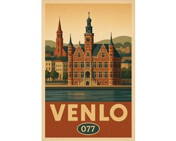 Venlo Poster - Steden Posters - Nederland - Tekst - Stadhuis Venlo - Wanddecoratie Woonkamer - 180 gram papier - S6673WV - Formaat 50 x 70cm