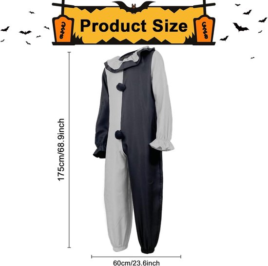 Costume De Clown Terrifier Complet - Noir Et Blanc - Pour Halloween, Carnaval, Cosplay - Taille Adulte