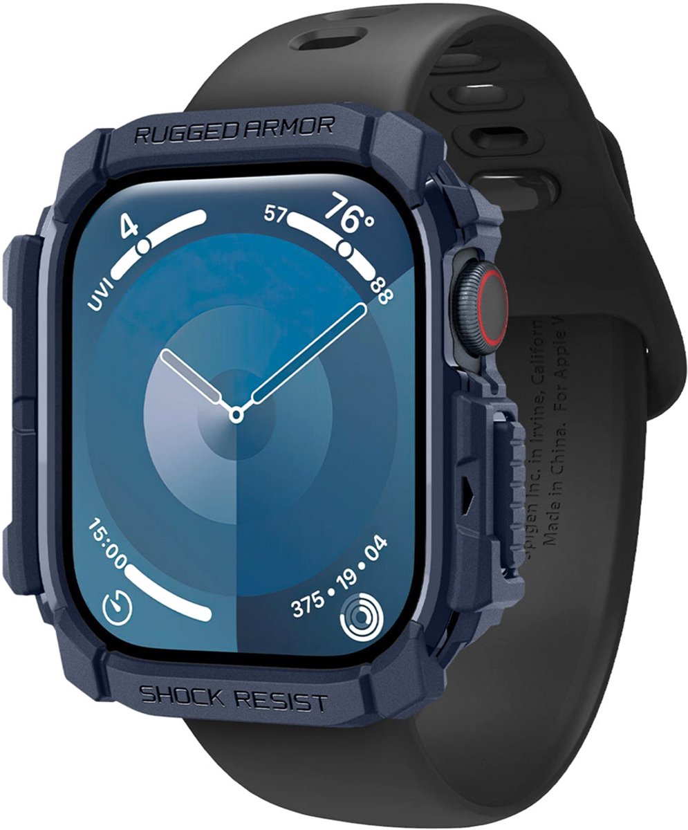 Spigen Rugged Armor Hoesje Geschikt voor Apple Watch 10 42MM - Bumper Case Blauw