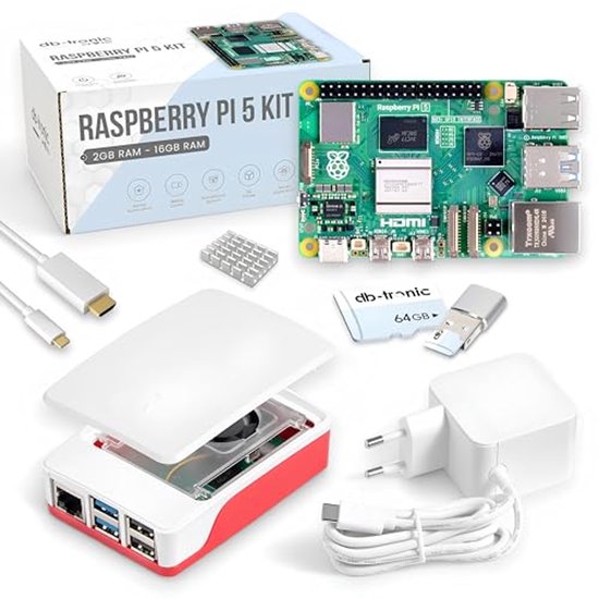 Voeding Raspberry Pi 4 Raspberry Pi 5 4GB Starter Kit met 64GB en USB-C Voeding | bol