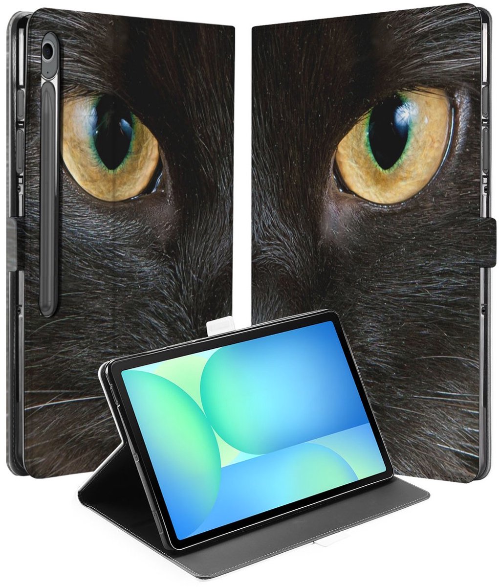 Samsung Galaxy Tab S10 FE Plus Tablet Hoesje Zwarte Kat met Standaard