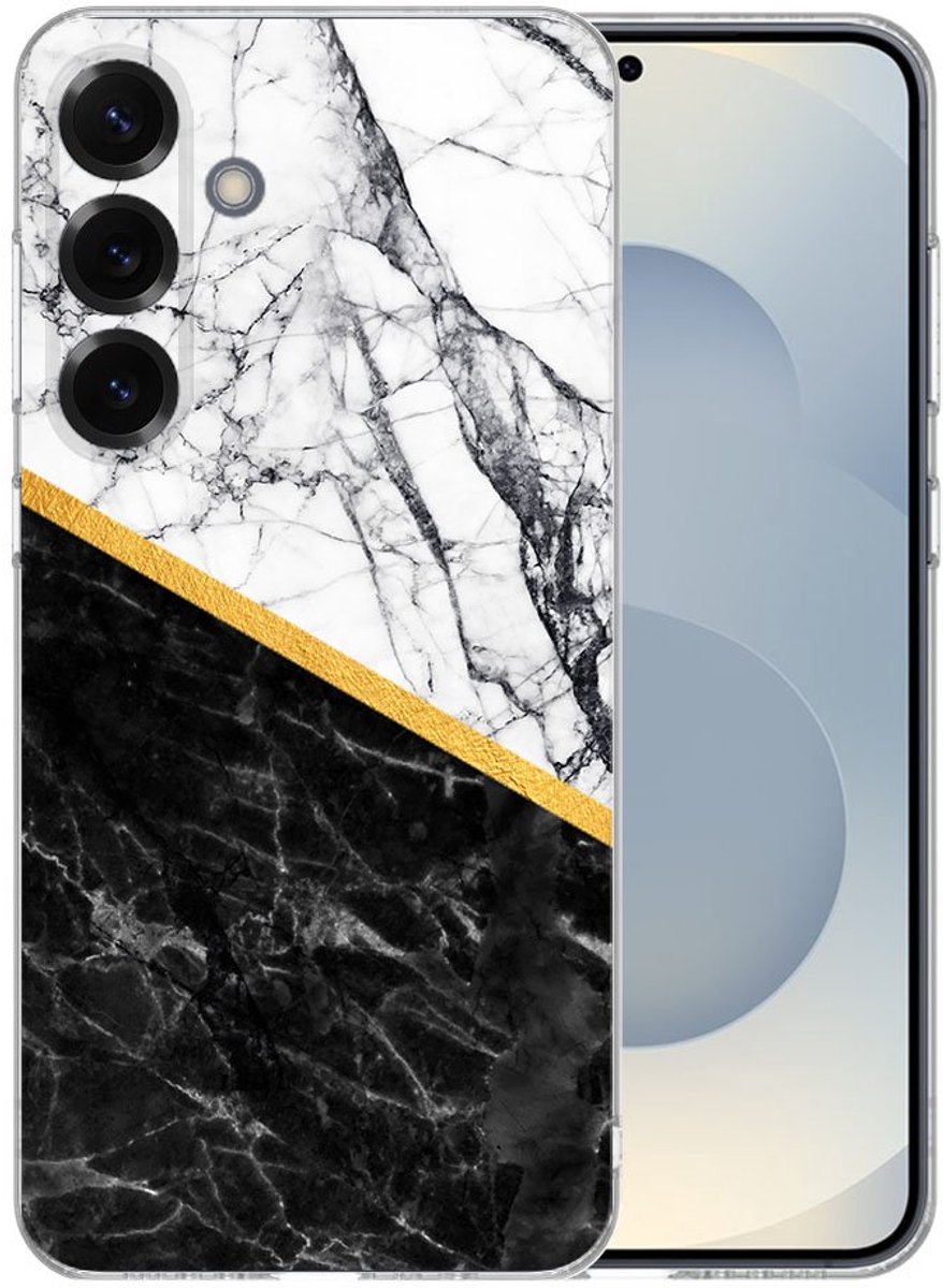 TPU Hoesje Samsung Galaxy S25 Plus - Marble White Black Backcover