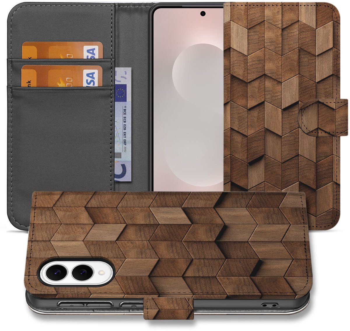 Book Style Case voor Samsung Galaxy S25 Edge Wooden Cubes